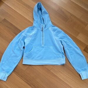 lululemon distressed wash Blue Scuba Oversized Half Zip Hoodie Sweatshirt Jacket